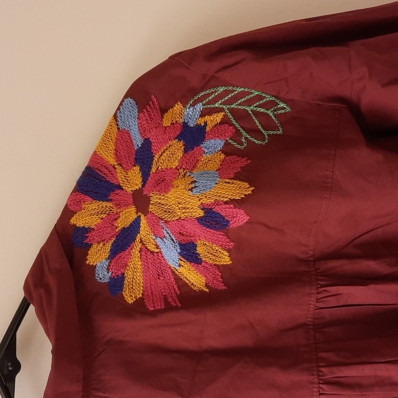 NWT, Anthropologie Maeve Wine/Bordeaux Embroidered Top - Picture 7 of 15